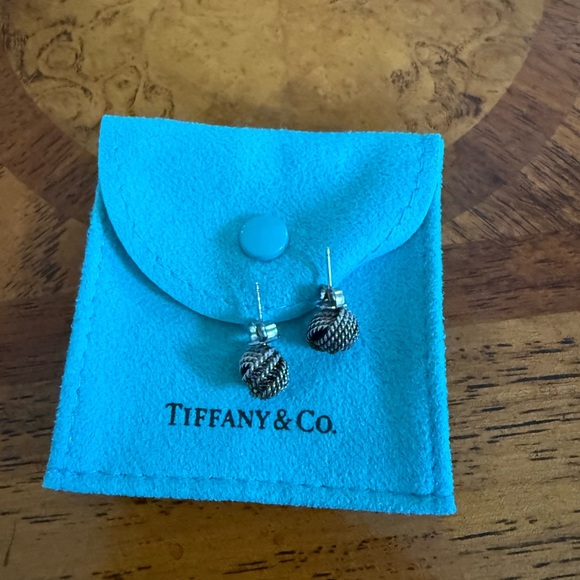 Tiffany & Co. Jewelry - Tiffany & Co. Silver Mesh Love Knot Earrings with Blue Pouch